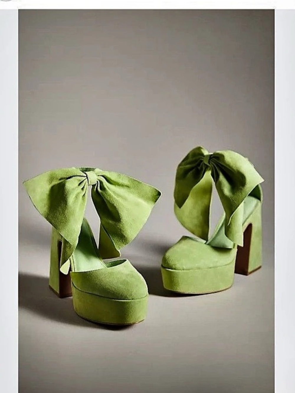 Anthropologie Cecelia New York Pine Heels Bow Platform Heels in Green